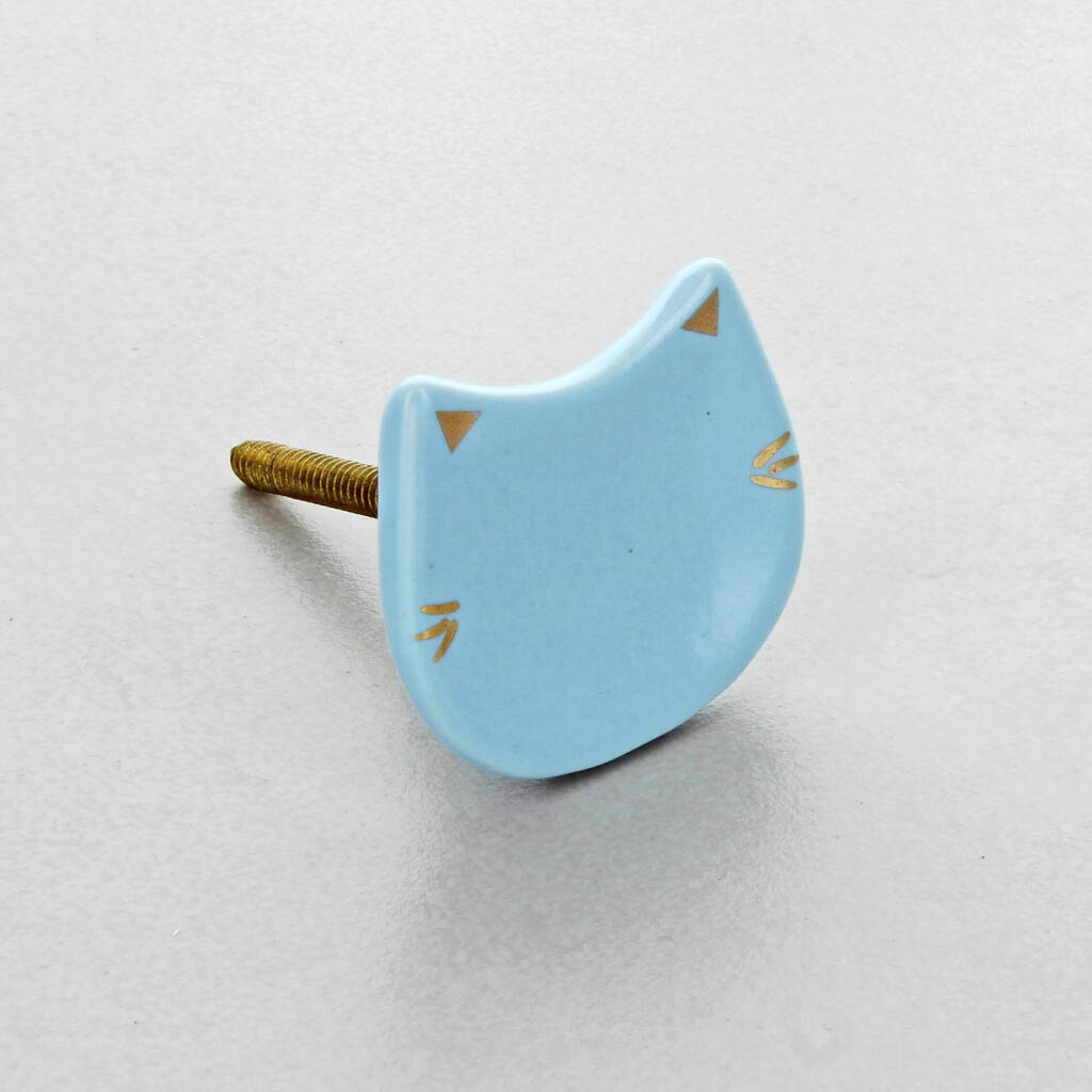 Cat Door Pull Knobs In White Or Blue Finish By G Decor