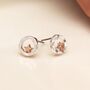 Silver And Rose Gold Plated Halo Star Stud Earrings, thumbnail 2 of 7