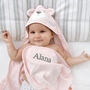 Personalised Pink Bear Hooded Baby Towel, thumbnail 1 of 6