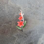 Ixia Red Flower Brooch, Silver Tone, thumbnail 1 of 2