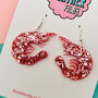 Pink Shrimp Glitter Earrings, thumbnail 2 of 3