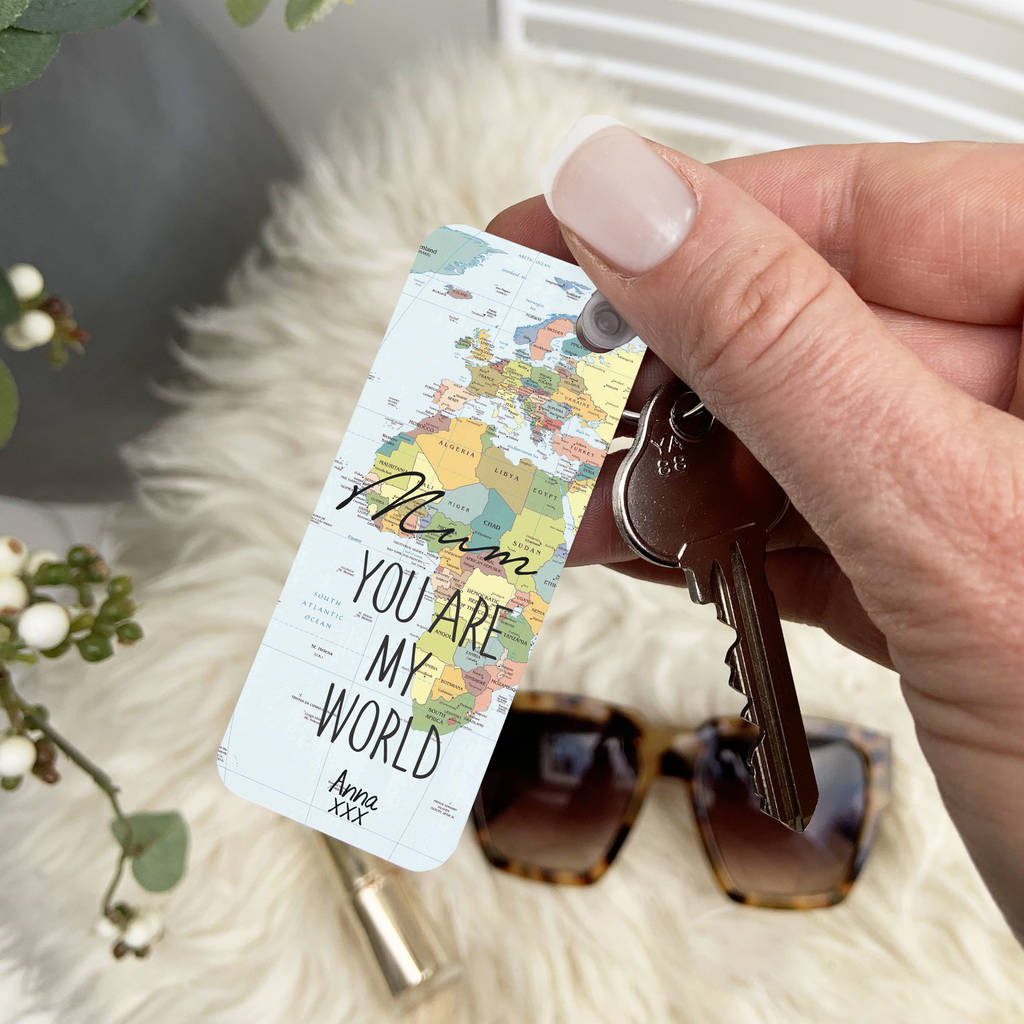 Image of Personalised 'Your Are My World' Map Keyring'