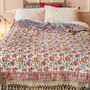 Handmade Vintage Rose Block Print Bedspread Double/King, thumbnail 1 of 10