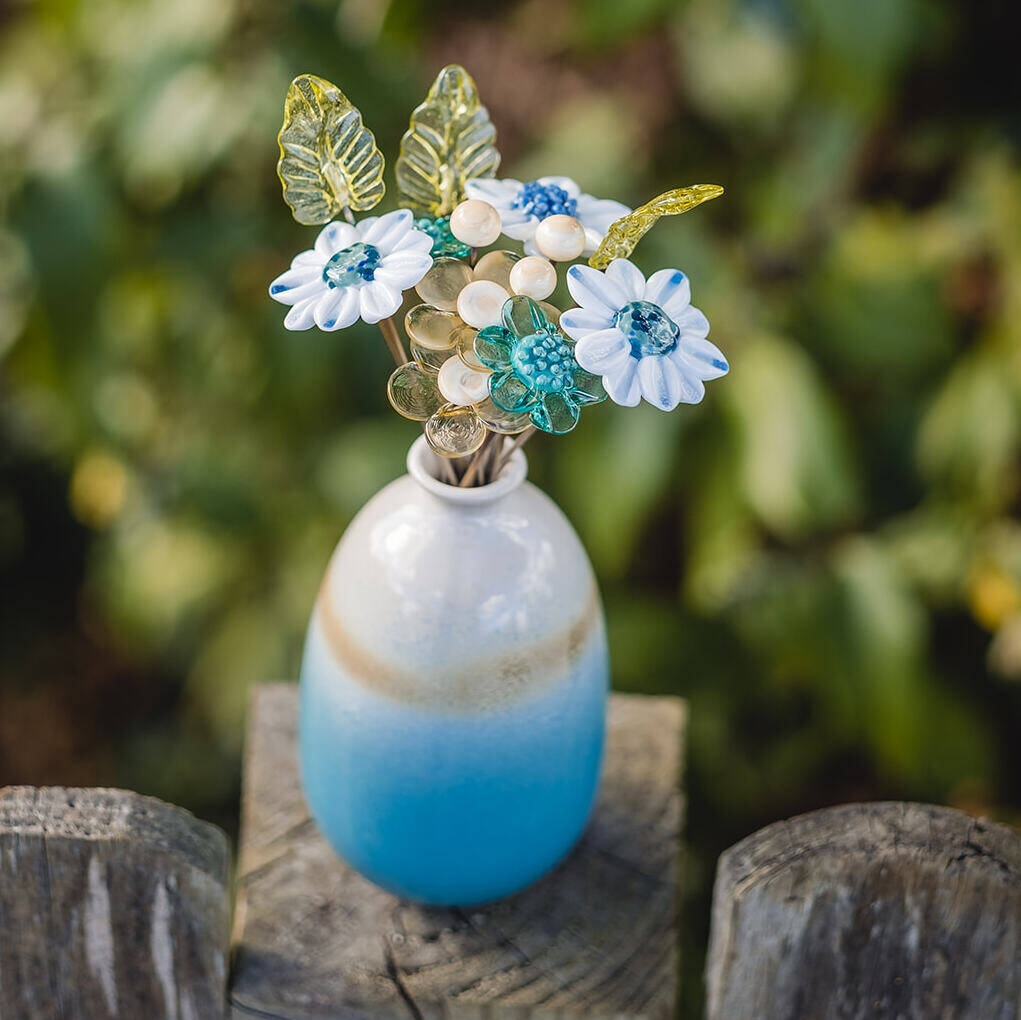 Ocean Inspired Glass Bouquet In Ceramic Vase, 1 of 10