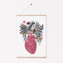 Anatomical Blooming Heart And Flowers A4 Giclee Print, thumbnail 3 of 5