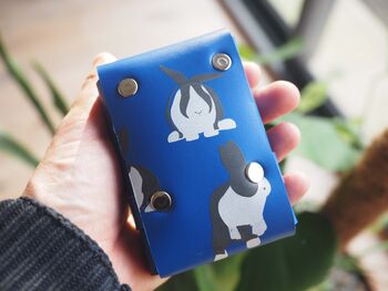 Personalised Blue Playing Card Case With Rabbits Print, 3 of 6