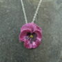 Pansy Pink Flower Pendant Necklace, thumbnail 2 of 5