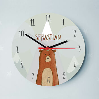 Woodland Bear Personalised Clock, 2 of 4