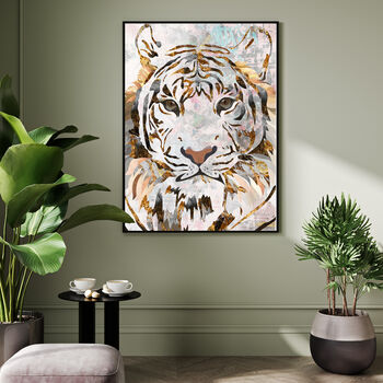 Textured Grunge Tiger Gold White Art Print, 2 of 6