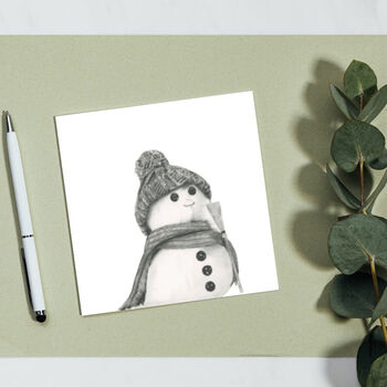 Luxury Snowman Hand Drawn Greeting Card And Envelope, 4 of 4