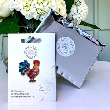 Rooster Colourful Cockerel Chicken Enamel Pin, 2 of 9