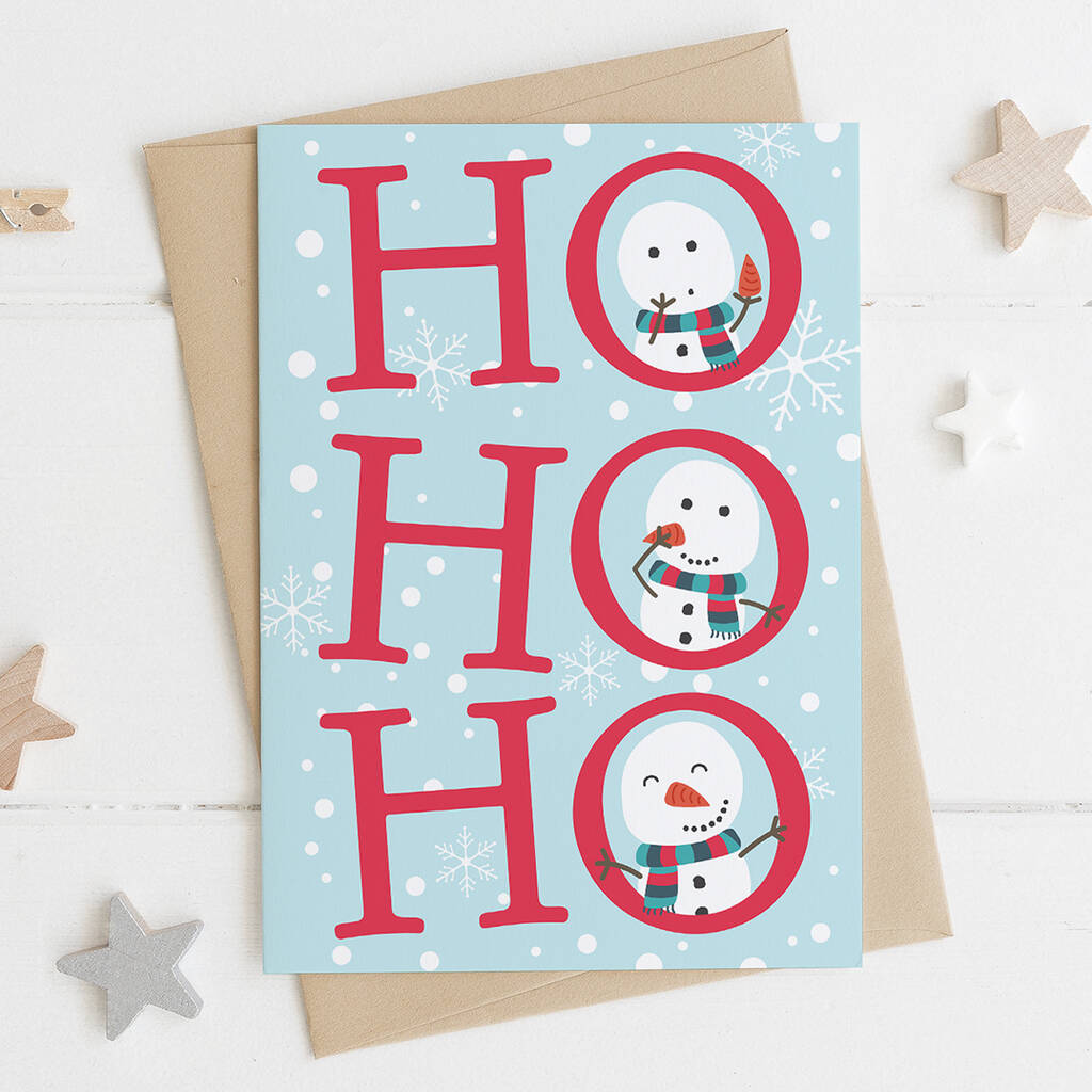 Ho Ho Ho Cute Snowman Christmas Card By Wink Design ...