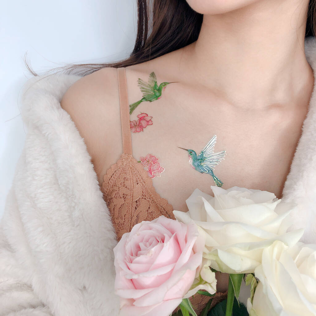 Supperb® Temporary Tattoos - Handrawn Hummingbird & Floral Wildflowers –  supperbtattoo