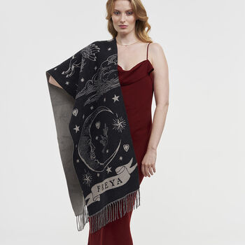 Black Freya Jacquard Scarf, 3 of 5