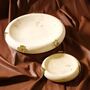 Set Of Two Travertine Lexi Tray Set With Brass Detail, thumbnail 1 of 2