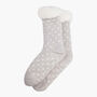 Women's Long Slipper Socks Grip Sole Spots Grey, thumbnail 2 of 3