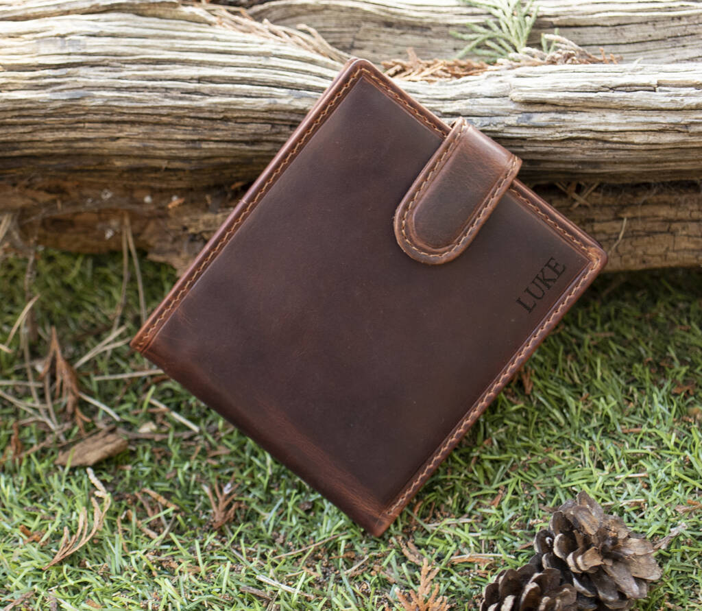 Personalised Brown Leather Wallet Trifold Rfid, 1 of 11
