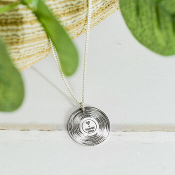 Vinyl Record Personalised Silver Necklace, 10 of 10