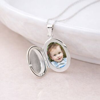 Personalised Sterling Silver Peridot Gemstone Photo Locket Necklace, 2 of 6