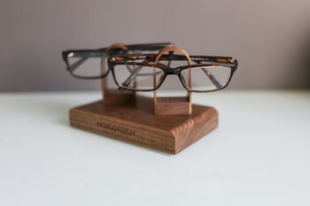 Luxury Walnut Double Glasses Stand Holder Personalised, 6 of 7