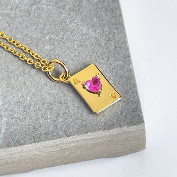 Ace Of Hearts Necklace In Gold Plate, 5 of 5