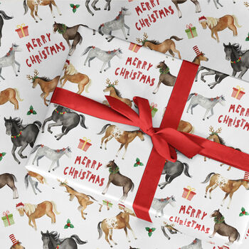 Christmas Horse Gift Wrapping Paper Roll Or Folded, 3 of 3