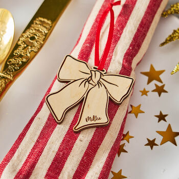 Personalised Wooden Bow Place Settings, 3 of 3