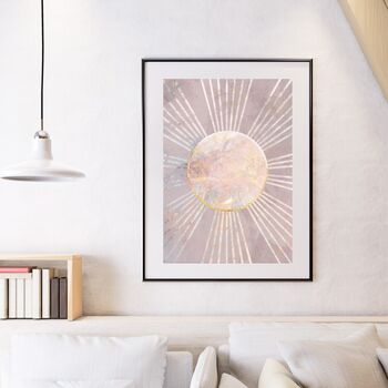 Boho Sun Pink Marble Gold Wall Art Print, 7 of 8