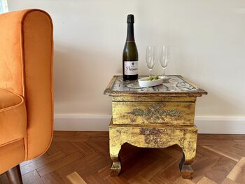 Hand Painted Indonesian Elephant Side Table Hand Carved, 3 of 12