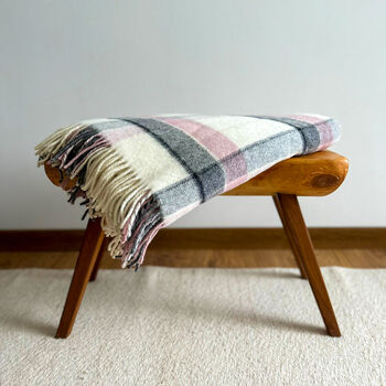 Pure Wool Blanket – Pink/ Grey, 2 of 4