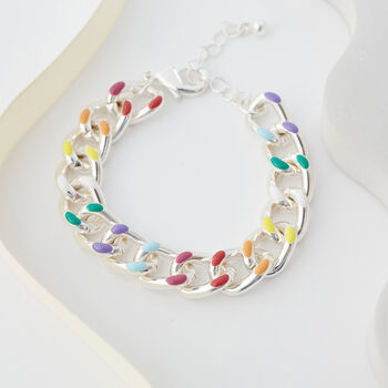 Rainbow Coloured Chunky Cuban Chain Bracelet, 4 of 6