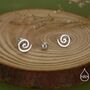 Koru Circle Spiral Screw Back Earrings In Sterling Silver, thumbnail 2 of 10