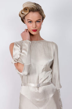 Sterling Silver Art Deco Halo Bracelet – White Topaz Statement Jewellery – Swarovski Crystal Bar Design – Handmade Designer Gift For Her, 4 of 10