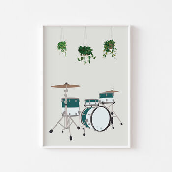 Drum Kit Houseplant Print | Music Studio Poster, 5 of 12