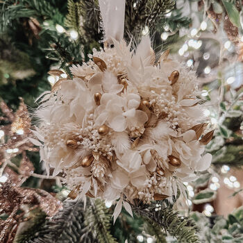 Gold Dried Flower Christmas Bauble Decoration, 3 of 3