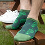 Organic Black And Paisley Green Men's Trainer Socks, thumbnail 2 of 7