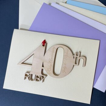 Personalised Ruby 40tb Wedding Anniversary Card, 2 of 7