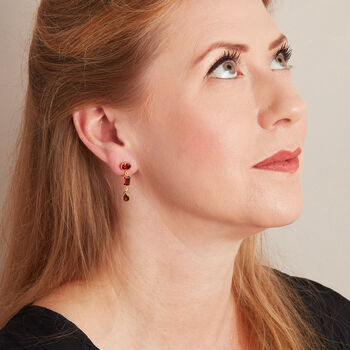 Red Garnet 18 K Gold And Silver Drop Earrings, 2 of 12