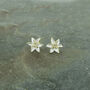 Lily White Flower Post Stud Earrings, Gold Tone, thumbnail 1 of 2