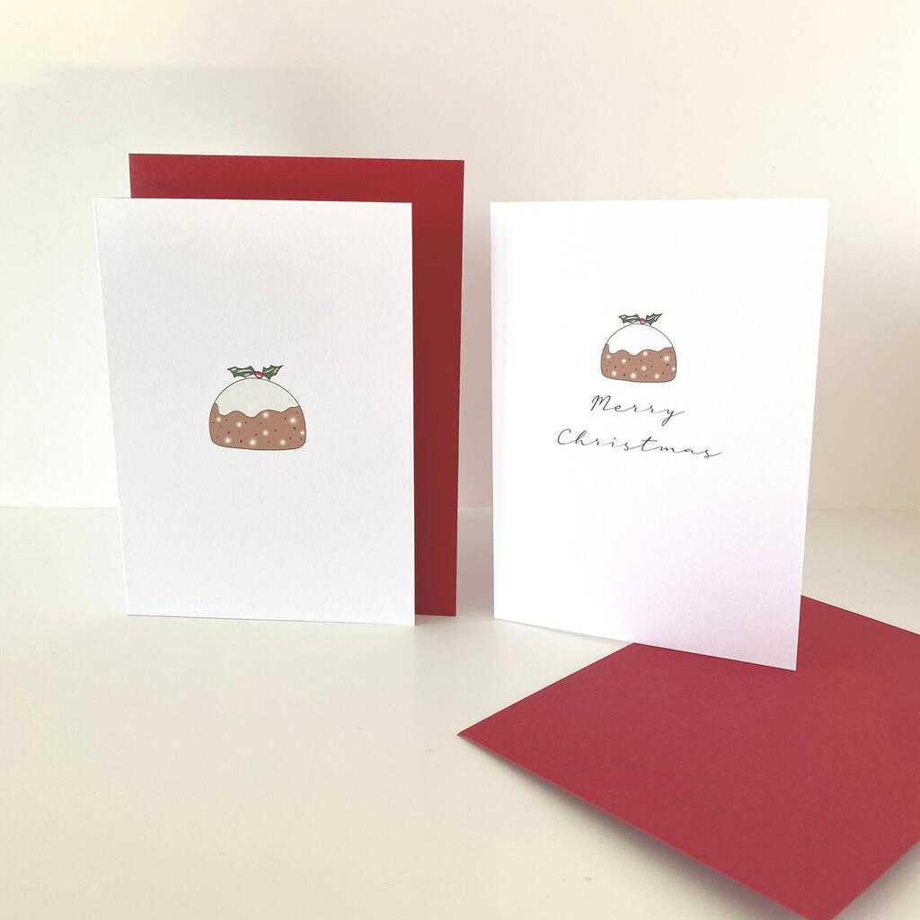 Christmas Pudding Greetings Card Pack Of Two, 1 of 6