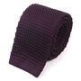 Dark Purple Silk Knitted Tie, thumbnail 1 of 3