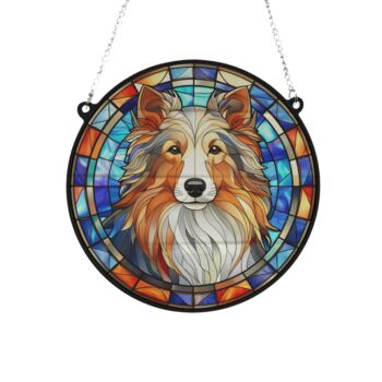 Sheltie Stained Glass Effect Suncatcher, 3 of 6