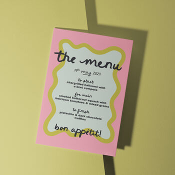 Personalised Wavy Dinner Menu Digital Download, 2 of 5