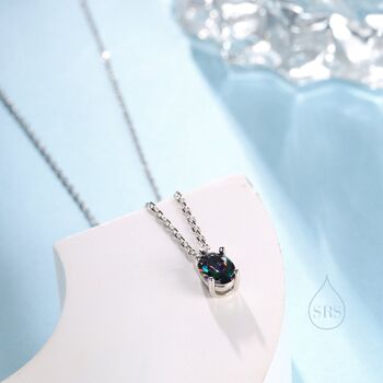 Sterling Silver Oval Cz Pendant Necklace, 5 of 12