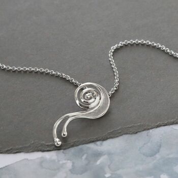 Sterling Silver Swirly Spiral Necklace, 4 of 5