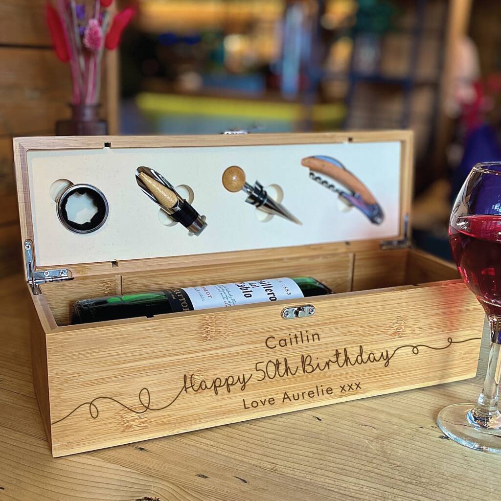 Personalised Four Piece Birthday Wine Bottle Gift Set