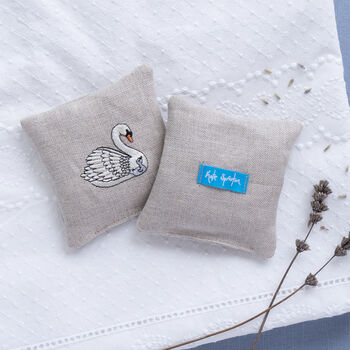 Embroidered Swan Lavender Sachets Set Of Two, 3 of 5