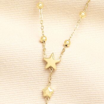 Stainless Steel Star Lariat Pendant Necklace In Gold, 2 of 2