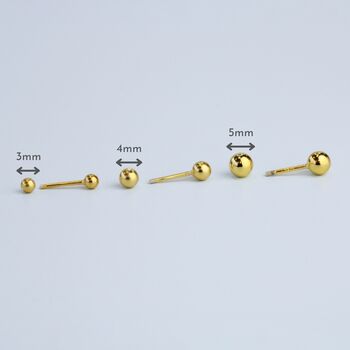 Gold Colour Sterling Silver Screw Ball Back Stud Earrings, 4 of 5