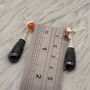 Black Onyx, Red Coral Silver Earrings, thumbnail 5 of 6